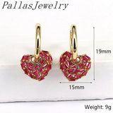 Colorful CZ Heart Drop Earrings Women Girls Plated Jewelry