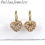Colorful CZ Heart Drop Earrings Women Girls Plated Jewelry