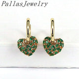 Colorful CZ Heart Drop Earrings Women Girls Plated Jewelry