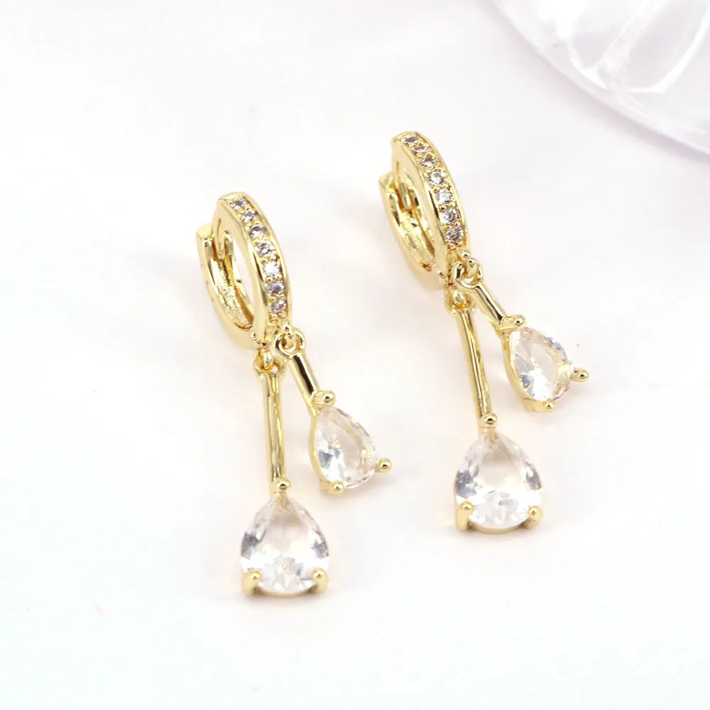 5 Pairs CZ Zircon Drop Earrings Vintage Piercing Hoop Wedding Party Jewelry