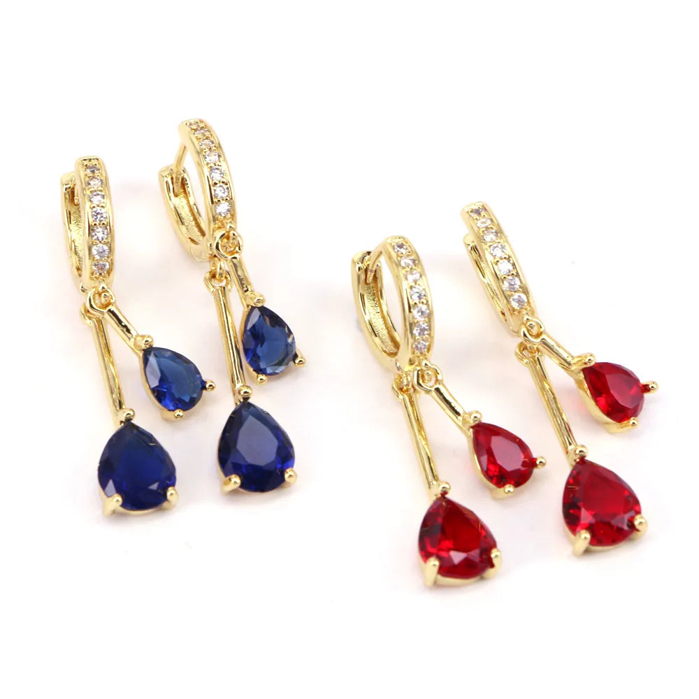 5 Pairs CZ Zircon Drop Earrings Vintage Piercing Hoop Wedding Party Jewelry