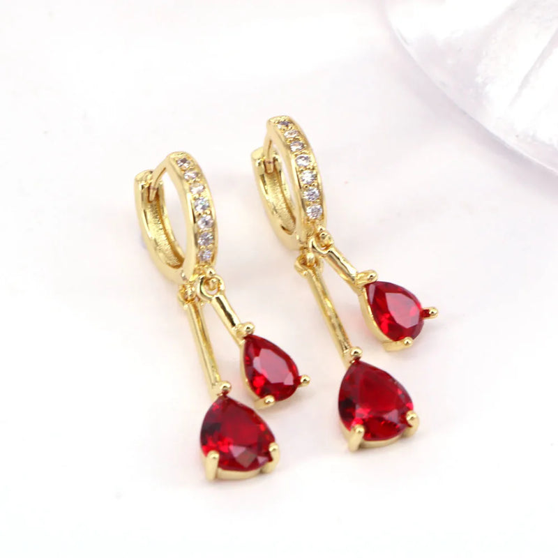 5 Pairs CZ Zircon Drop Earrings Vintage Piercing Hoop Wedding Party Jewelry