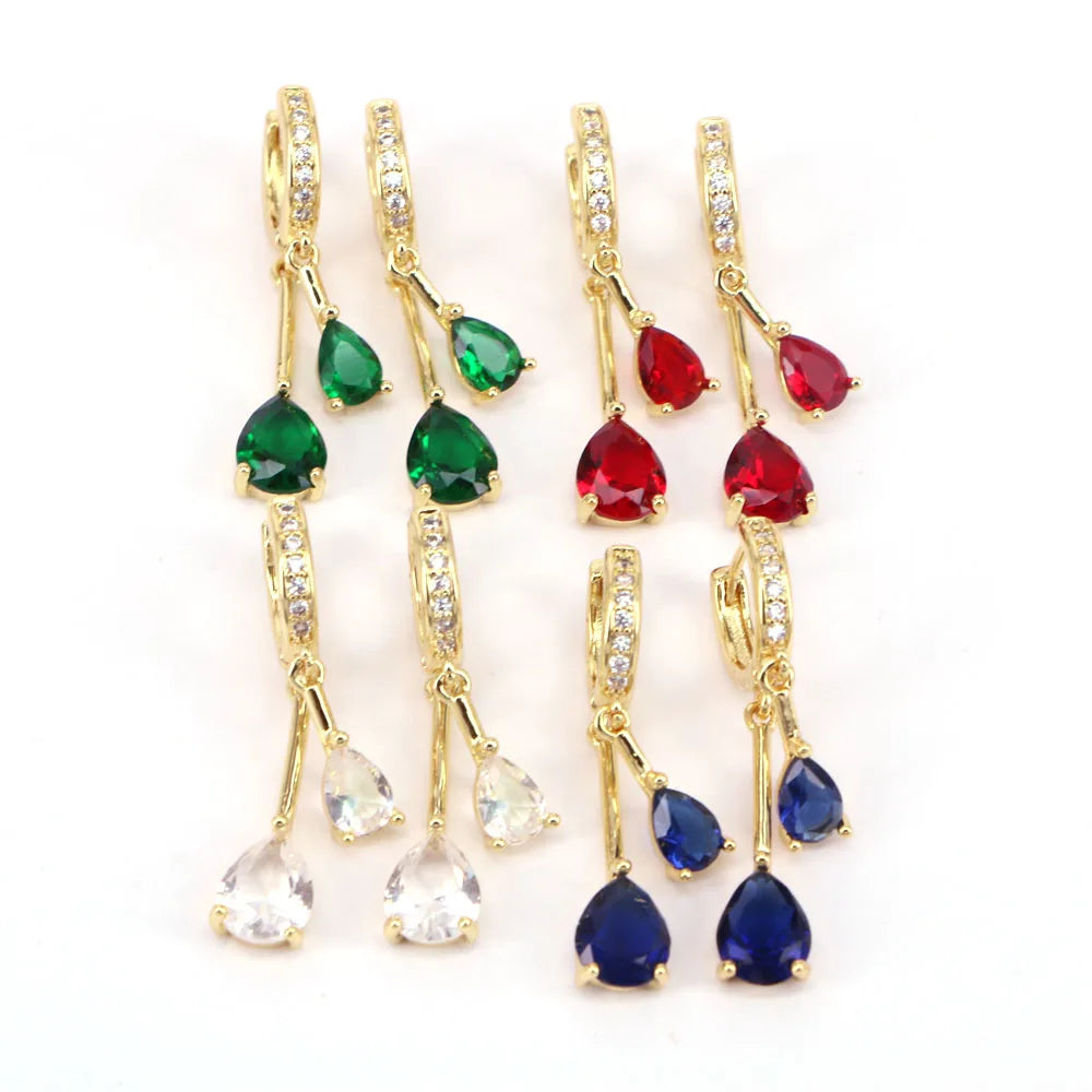 5 Pairs CZ Zircon Drop Earrings Vintage Piercing Hoop Wedding Party Jewelry