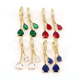 5 Pairs CZ Zircon Drop Earrings Vintage Piercing Hoop Wedding Party Jewelry