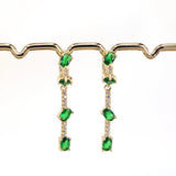 Green CZ Micro Pave Dangle Charm Earrings with Huggie Hoops