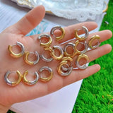 5Pairs Chunky Classic Silver Hoop Earrings Plating 18k for Women