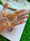 5Pairs Chunky Classic Silver Hoop Earrings Plating 18k for Women