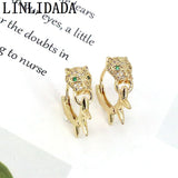 Leopard Head Huggie Hoop Earrings, 5 Pairs Cubic Zirconia Plated Party Gift