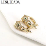 Leopard Head Huggie Hoop Earrings, 5 Pairs Cubic Zirconia Plated Party Gift