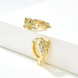 Leopard Head Huggie Hoop Earrings, 5 Pairs Cubic Zirconia Plated Party Gift