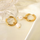 5Pairs Stainless Steel Pearl Hoop Earrings Set