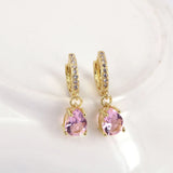 Colorful Zircon Crystal Pierced Hoop Earrings for Women Jewelry