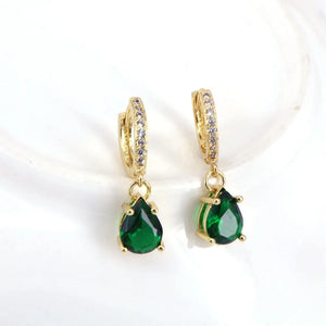 Colorful Zircon Crystal Pierced Hoop Earrings for Women Jewelry