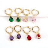 Colorful Zircon Crystal Pierced Hoop Earrings for Women Jewelry