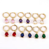 Colorful Zircon Crystal Pierced Hoop Earrings for Women Jewelry