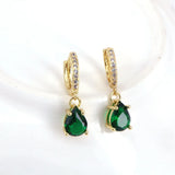 Colorful Zircon Crystal Pierced Hoop Earrings for Women Jewelry