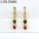 5Pairs Colorful Zircon 8-shaped Hoop Earrings Jewelry