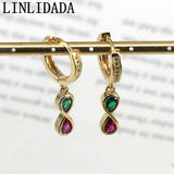 5Pairs Colorful Zircon 8-shaped Hoop Earrings Jewelry
