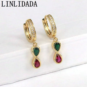 5Pairs Colorful Zircon 8-shaped Hoop Earrings Jewelry