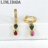 5Pairs Colorful Zircon 8-shaped Hoop Earrings Jewelry