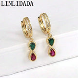 5Pairs Colorful Zircon 8-shaped Hoop Earrings Jewelry