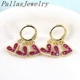 Sparkly Colorful Heart CZ Huggie Hoop Earrings, Rainbow Crystal Zircon Hearts