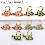 Sparkly Colorful Heart CZ Huggie Hoop Earrings, Rainbow Crystal Zircon Hearts