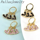 Sparkly Colorful Heart CZ Huggie Hoop Earrings, Rainbow Crystal Zircon Hearts