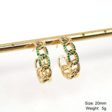 5Pairs CZ Zircon Chain Hoop Earrings Vintage Bride Girl Wedding Jewelry