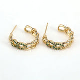 5Pairs CZ Zircon Chain Hoop Earrings Vintage Bride Girl Wedding Jewelry