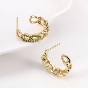 5Pairs CZ Zircon Chain Hoop Earrings Vintage Bride Girl Wedding Jewelry