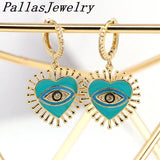 5 Pairs Heart Shape Enamel Zircon Hoop Earrings Vintage Jewelry