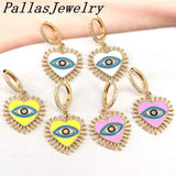 5 Pairs Heart Shape Enamel Zircon Hoop Earrings Vintage Jewelry