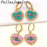 5 Pairs Heart Shape Enamel Zircon Hoop Earrings Vintage Jewelry