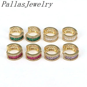 5Pairs Gold Plated CZ Zircon Hoop Earrings Women's Boho Huggie Earrings