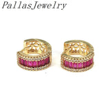 5Pairs Gold Plated CZ Zircon Hoop Earrings Women's Boho Huggie Earrings