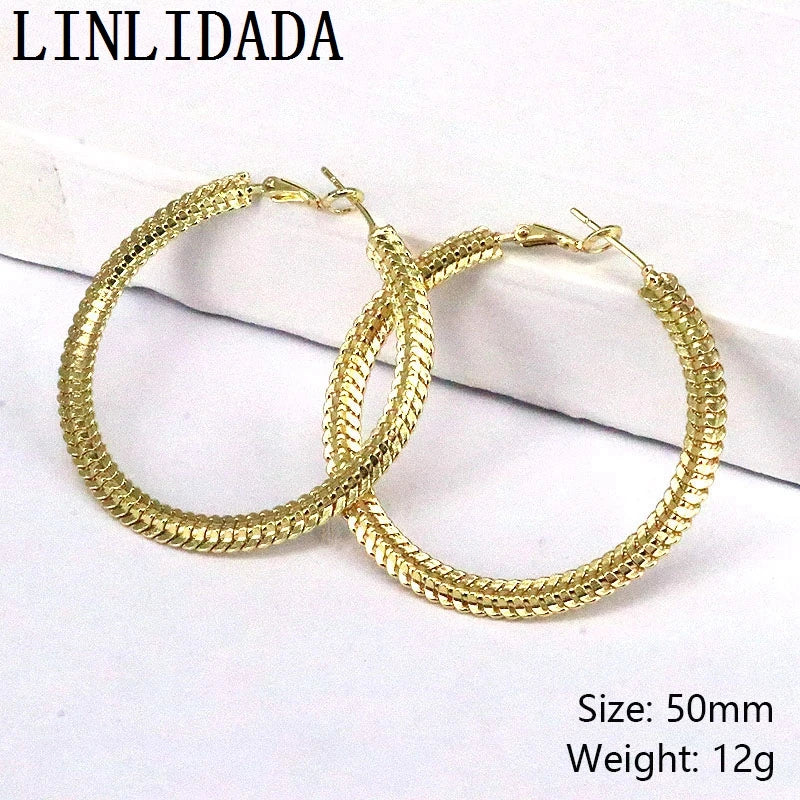 5Pairs Geometric Metal Earrings Vintage Hoop Earrings for Women