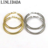5Pairs Geometric Metal Earrings Vintage Hoop Earrings for Women