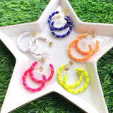 5 Pairs Neon Enamel Big Round Earrings for Women