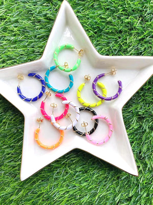 5 Pairs Neon Enamel Big Round Earrings for Women