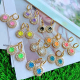 Smiley Face Dangle Drop Earrings Crystal Zircon Statement Jewelry Gift