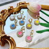 Smiley Face Dangle Drop Earrings Crystal Zircon Statement Jewelry Gift