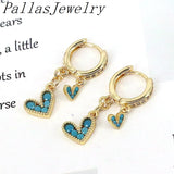 Love Heart CZ Zirconia Hoop Earrings Crystal Bohemian Jewelry