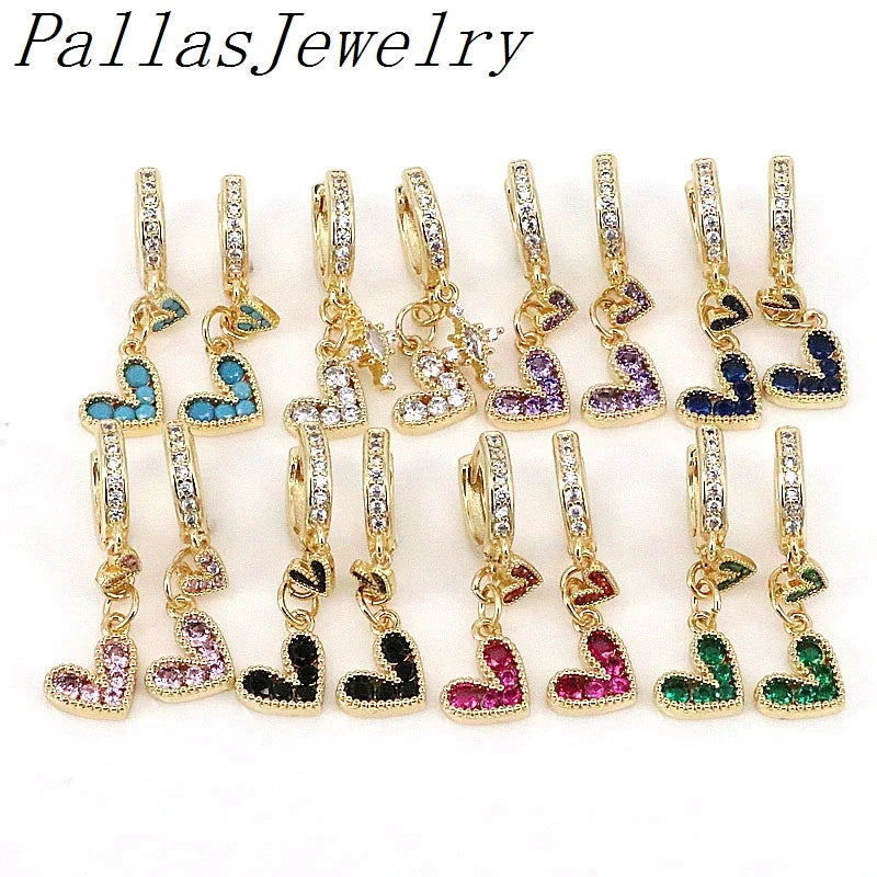 Love Heart CZ Zirconia Hoop Earrings Crystal Bohemian Jewelry