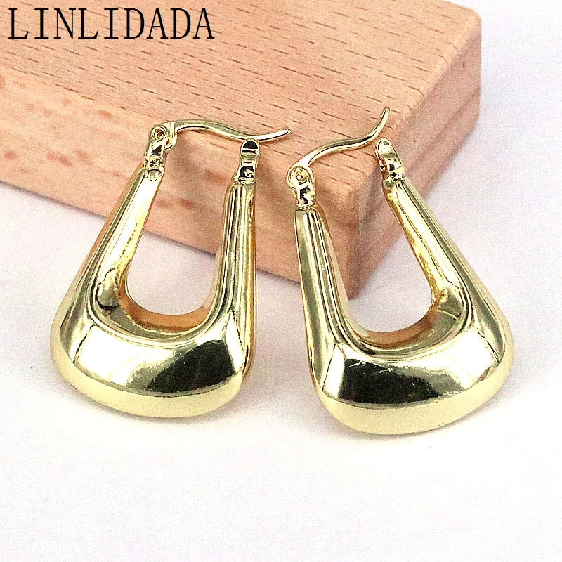 5Pairs Geometric Hoop Earrings 18K Plated for Wedding Party