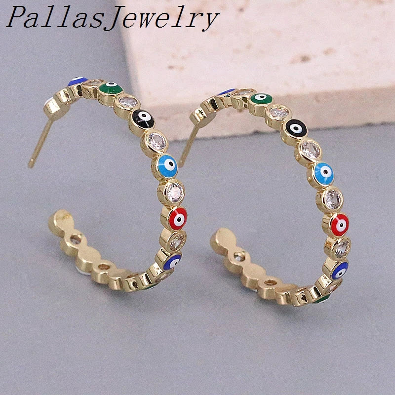 Bohemian Eye Hoop Earrings Vintage Wedding Jewelry