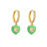 Colorful Heart Enamel Hoop Earrings For Women