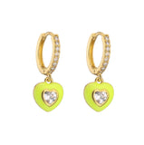Colorful Heart Enamel Hoop Earrings For Women