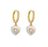 Colorful Heart Enamel Hoop Earrings For Women