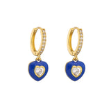 Colorful Heart Enamel Hoop Earrings For Women